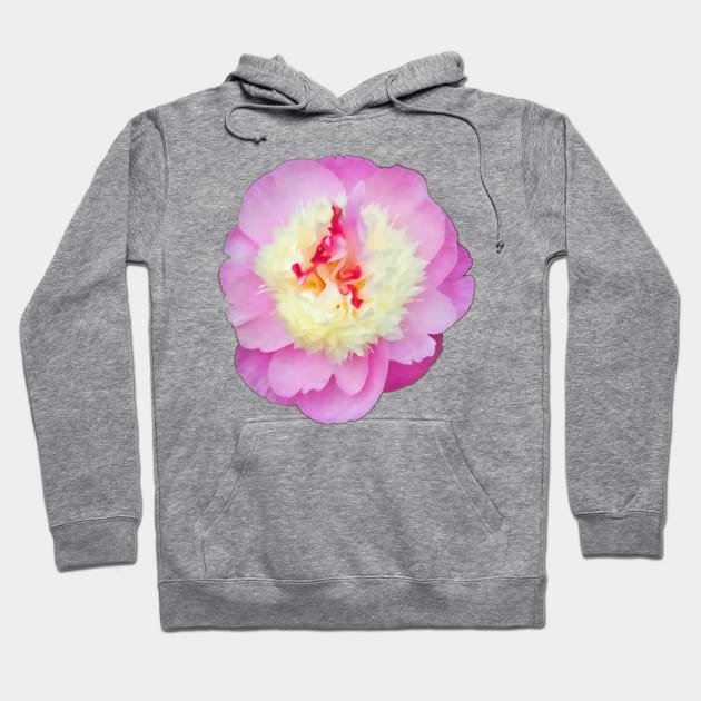 Pretty Pink Peony - Pink Background Hoodie by ArtistsQuest